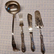 4 posate da portata vintage : MESTOLO + FORCHETTONE + PALETTA + COLTELLO