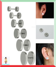 Coppia di Orecchini Piercing Acciaio Finto Dilatatore Uomo Donna  Fake Plug Stud