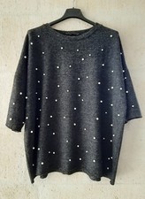 Maglia grigio Zara Trafaluc decorata con perle