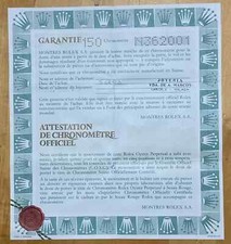 ROLEX Certificate Guarantee