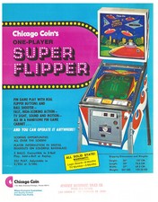 Super Flipper Chicago Coin Pinball Bally volantino / brochure / pubblicità - difficile da trovare -