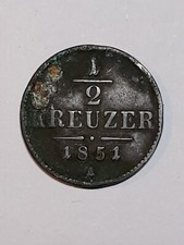 1/2 KREUZER 1851 AQUILA DUE TESTE AUSTRIA MONETA NON LUCIDATA NO ARGENTO