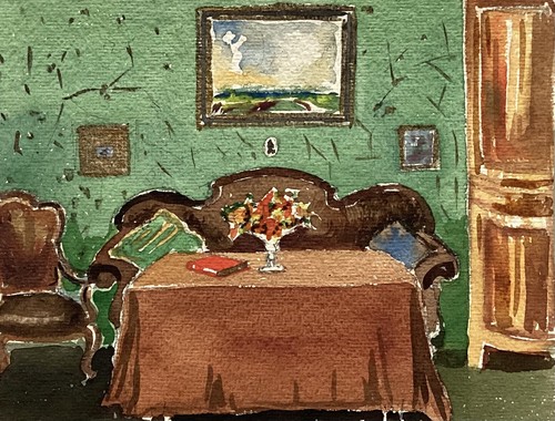 Acquerello interno biedermeier - acquerello,