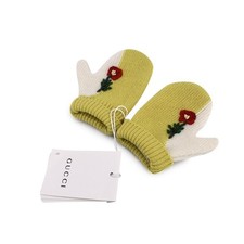 Autentici Guanti Gucci Bicolore Lana Bambino Guanti Lana con Ricami Taglia M
