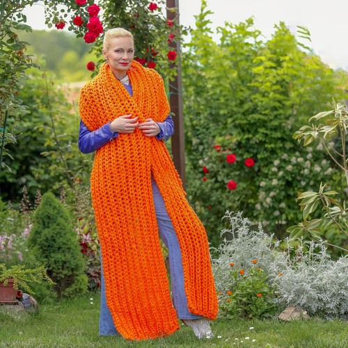 Extra long orange scarf - , huge