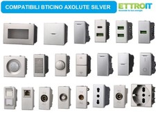 SERIE BTICINO FRUTTI AXOLUTE SILVER COMPATIBILE PRESA SCHUKO INTERRUTTORI USB TV