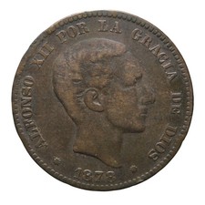 10 centesimi 1878 - Barcellona - Alfonso XII - Spagna - qBB