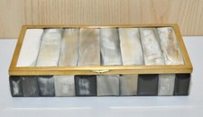 Scatola cofanetto porta gioie sigarette carte da gioco legno ottone corno