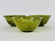 Vaso Cinese 3 Ciotole In Pietra Dura Giada Arte Coppa Orientale XX Sec.
