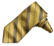 Cravatta BRUNO PIATTELLI 60"x3,5" fatta a mano 100% SETA a righe gialle e blu