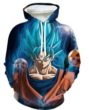Felpa Con Cappuccio Dragon Ball Goku Sayan Anime Taglia XL