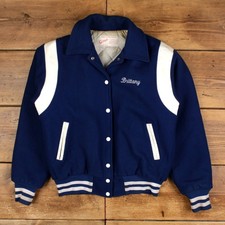 Vintage Gorga Varsity Jacket M 80s Wool USA Made Blue Womens