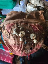borsa in paglia e pelle con