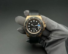 Mod SK Diver oro rosa | quadrante nero | automatico | cinturino in gomma