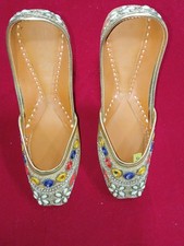 Scarpe da donna in pelle fatte a mano mojaries da sposa indiani slip-on...