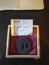 tsuba giapponese antica originale samurai Japanese incluso stand