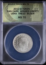 2012-D Dan Carr Winged Liberty Token 1/4 oz Silver USNA Trade $10 ANACS MS 70
