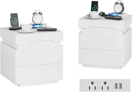 Elegante set comodino - comodino, bianco