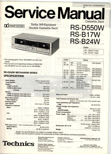 Technics manuale servizio - technics, di