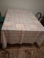 Set Tovaglia grande rettangolare + 10 Tovaglioli in puro Bisso disegni natalizi