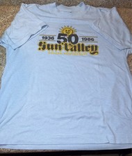 T-shirt uomo vintage 1986 SUN VALLEY IDAHO blu punto singolo 50° L