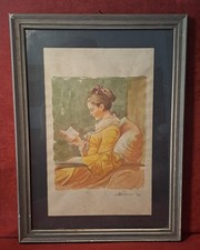 Quadro antico acquerello su - quadro,