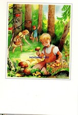 SEPTEMBER BOSCO BAMBINO CESTO FUNGHI MUSHROOMS PILZE CHAMPIGNON KERSTIN FRYKSTRA