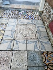 Cementine Antiche, 25 X 25, 12 Pezzi, Greca, Graniglia, Antico Pavimento