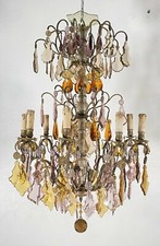 LAMPADARIO SOFFITTO LIBERTY MARIA TERESA VETRO BOEMIA PRIM 1900 GOCCE GLASS LAMP