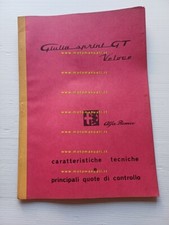 Alfa Romeo Giulia GT Sprint Veloce 1966 manuale officina caratterist. tecniche