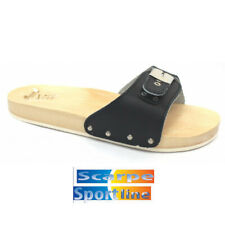 MAURI ZOCCOLI  LEGNO  CIABATTE UOMO IN PELLE  BLU  MADE IN ITALY