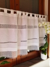 Tende Mezza Finestra, Tende di lino bianco, tende cucina bianche, tenda da caffè