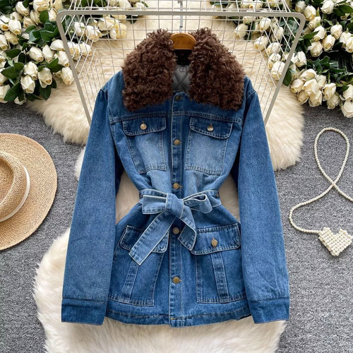 Cappotto jeans blu - blu, con