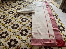 Servizio tavola TOVAGLIA IN LINO RICAMATA A MANO da 12 posti con 12 tovaglioli