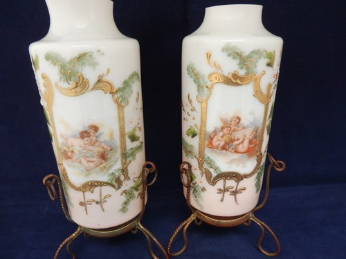 Paire vases opaline - paire, décor