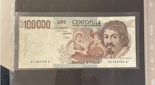 NL* BANCA D'ITALIA Banconota 100000 Lire CARAVAGGIO 1° TIPO SERIE SOSTITUTIVA XC