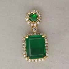 Ciondolo donna fantasia taglio smeraldo naturale 4 ct smeraldo placcato oro giallo 14 carati