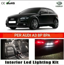 KIT LED INTERNI AUDI A3 8P 8PA COMPLETO + PLACCHETTE LUCI TARGA LED CANBUS 6000K
