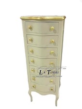 Cassettiera settimino Barocco moderno avorio e oro camera da letto LT3011