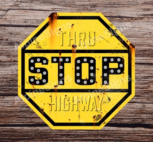 Cartello stop giallo