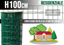 Rete metallica plastificata verde recinzione giardino altezza 100cm mt25 pesante