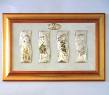 NOZZE D'ORO 50° ANNIVERSARIO DI MATRIMONIO LE 4 STAGIONI QUADRO ARGENTO cm68x45