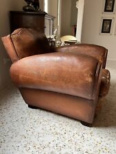 Poltrona Pelle Club Moustache 1930 Vintage Cuoio