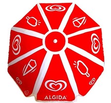 Ombrellone mare tondo rosso originale gelati ALGIDA spiaggia negozio collezione