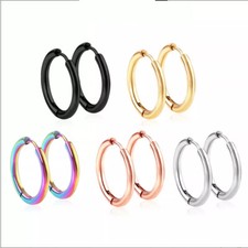 ORECCHINI A CERCHIO IN ACCIAIO UOMO DONNA PLACCATO 8/10/12/14/16/18/20mm