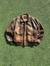 Giubbotto Bomber Vintage Pelle Uomo M- Cappotto Aviatore Marrone Invecchiato