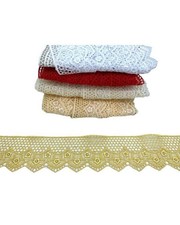 18,60 Mt Passamaneria Pizzo Merletto Macramè Punta Ricamo Roselline Alto 5 Cm 62