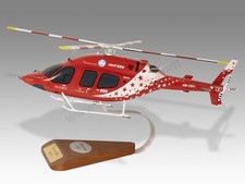 Bell 429 Air Zermatt Solid Mahogany Wood Handcrafted Display Helicopters Model