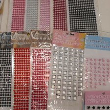 LOTTO BLISTER APERTI DI STRASS ADESIVI CRYSTAL ALFABETI E FORME GEOMETRICHE 