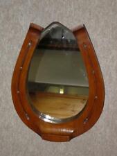 Specchio da parete sospeso a forma di ferro di cavallo in rovere massello edoardiano